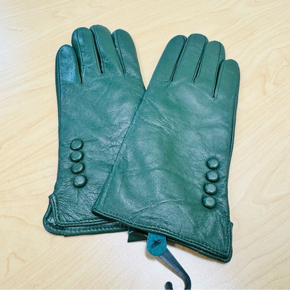 NWOT Forest Green Genuine Leather Gloves – Size Large - Picture 1 of 6